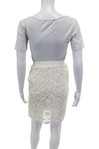 Sam & Lavi Womens Cotton Layered Stretch Straight Mini Skirt Cream Size S