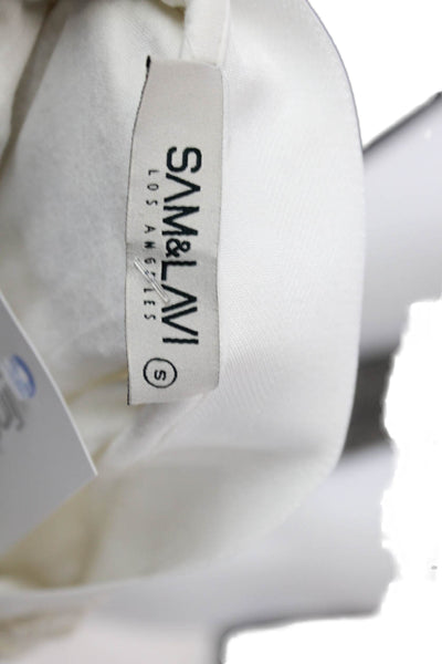 Sam & Lavi Womens Cotton Layered Stretch Straight Mini Skirt Cream Size S