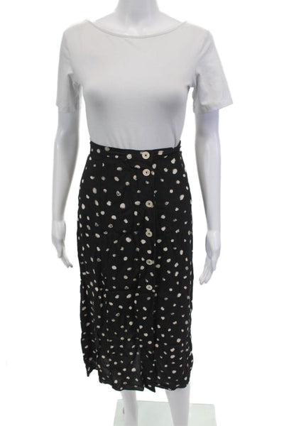 Wilfred Womens Polka Dot Print Casual Button-Down Maxi Skirt Black Size S