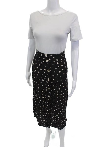 Wilfred Womens Polka Dot Print Casual Button-Down Maxi Skirt Black Size S
