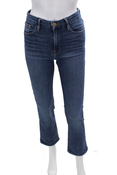 Frame Denim Womens Cotton Mid-Rise Zippered Bootcut Denim Jeans Blue Size 28