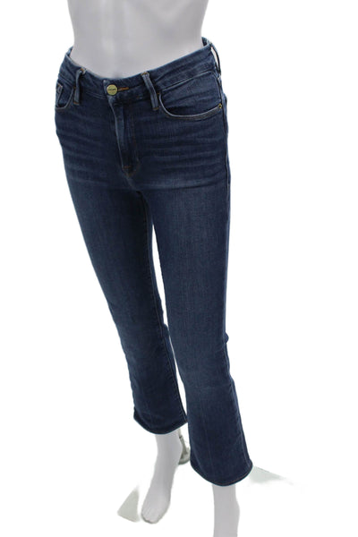 Frame Denim Womens Cotton Mid-Rise Zippered Bootcut Denim Jeans Blue Size 28