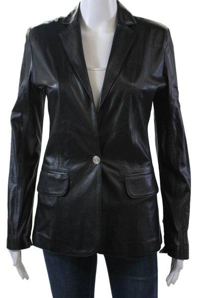 In Transit 2 Womens Leather One Button Long Sleeve Lined Blazer Black Size XS