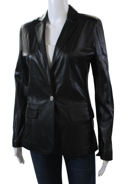 In Transit 2 Womens Leather One Button Long Sleeve Lined Blazer Black Size XS