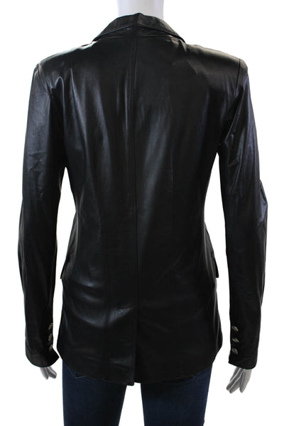 In Transit 2 Womens Leather One Button Long Sleeve Lined Blazer Black Size XS