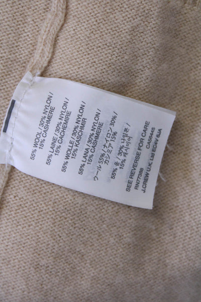 J Crew Womens Wool Blend V-Neck Button Up Cardigan Sweater Beige Size S