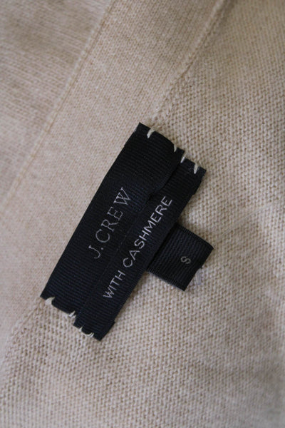 J Crew Womens Wool Blend V-Neck Button Up Cardigan Sweater Beige Size S