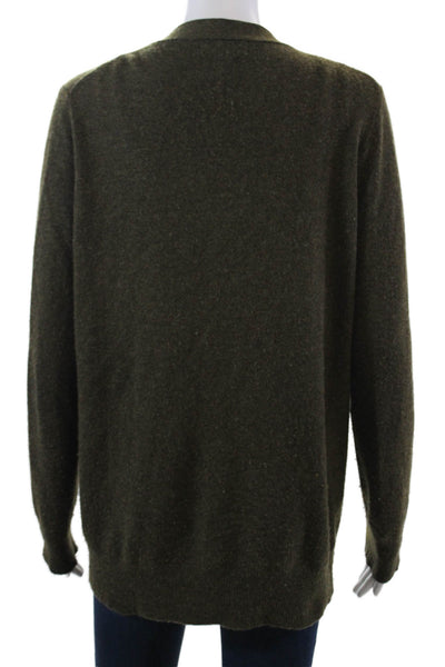 J Crew Womens Wool Blend V-Neck Button Up Cardigan Sweater Olive Size M