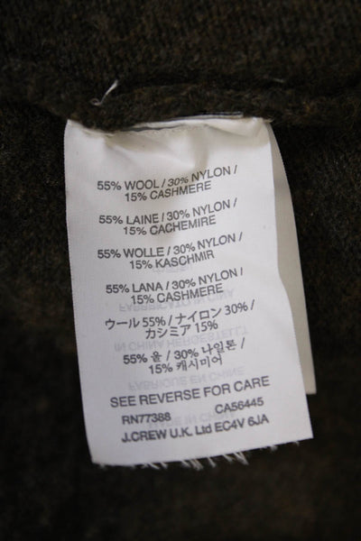 J Crew Womens Wool Blend V-Neck Button Up Cardigan Sweater Olive Size M