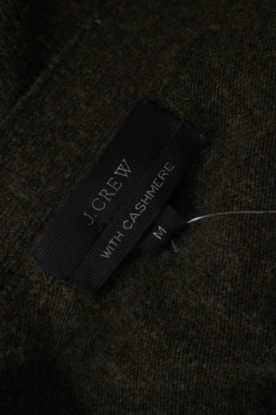 J Crew Womens Wool Blend V-Neck Button Up Cardigan Sweater Olive Size M