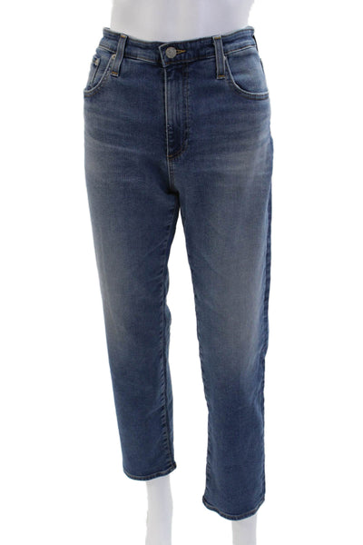 AG Adriano Goldschmied Womens Cotton Denim Mid-Rise Straight Jeans Blue Size 30