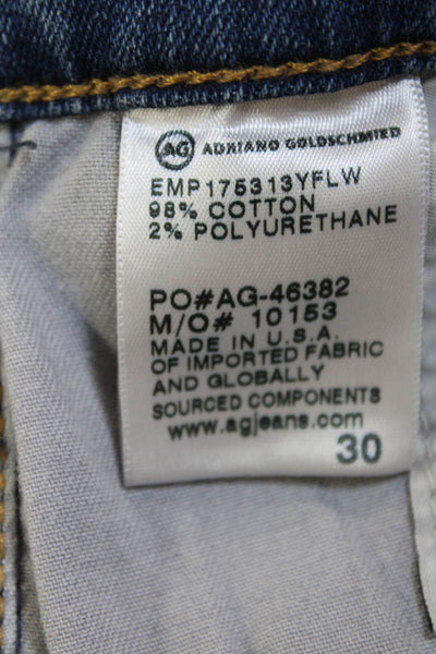 AG Adriano Goldschmied Womens Cotton Denim Mid-Rise Straight Jeans Blue Size 30