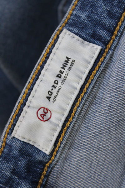 AG Adriano Goldschmied Womens Cotton Denim Mid-Rise Straight Jeans Blue Size 30
