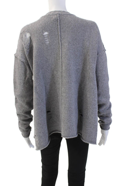 Philanthropy Womens Textured Knit Long Sleeve Round Neck Knit Sweater Gray Size