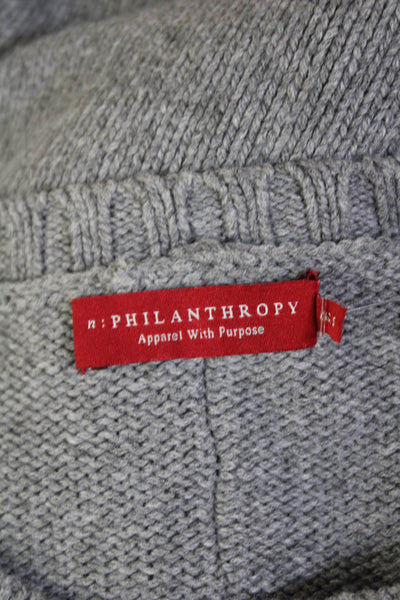 Philanthropy Womens Textured Knit Long Sleeve Round Neck Knit Sweater Gray Size