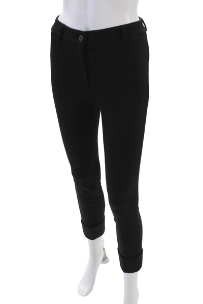 Via Masini 80 Women's Cuffed Hem Straight Leg Dress Pants Black Size 38