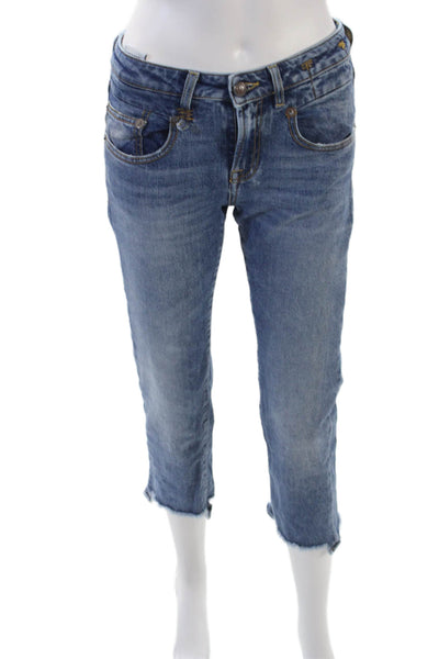 R13 Women's Five Pocket Medium Wash Straight Leg Ankle Denim Pants Size 24