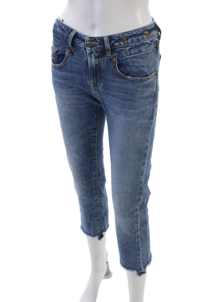 R13 Women's Five Pocket Medium Wash Straight Leg Ankle Denim Pants Size 24