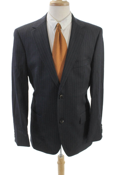 BOSS Mens Wool Textured Striped Button Suit Blazer Black Size EUR 40
