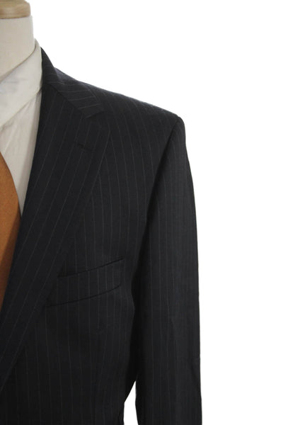 BOSS Mens Wool Textured Striped Button Suit Blazer Black Size EUR 40