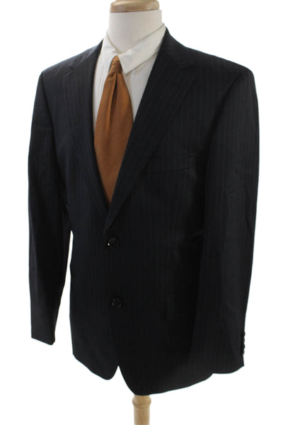 BOSS Mens Wool Textured Striped Button Suit Blazer Black Size EUR 40