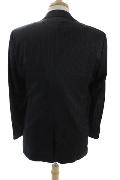 BOSS Mens Wool Textured Striped Button Suit Blazer Black Size EUR 40
