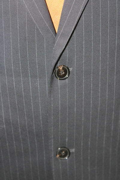 BOSS Mens Wool Textured Striped Button Suit Blazer Black Size EUR 40