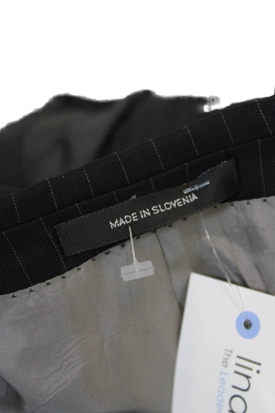 BOSS Mens Wool Textured Striped Button Suit Blazer Black Size EUR 40