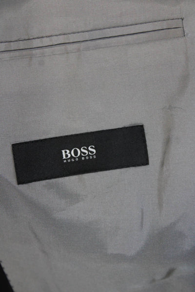 BOSS Mens Wool Textured Striped Button Suit Blazer Black Size EUR 40