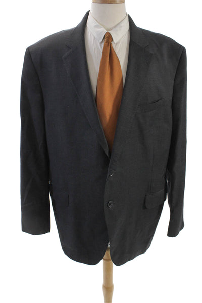 Peter Millar Mens Long Sleeve Collared Button Lined Suit Blazer Gray Size EUR 38