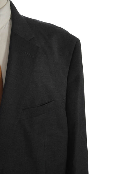 Peter Millar Mens Long Sleeve Collared Button Lined Suit Blazer Gray Size EUR 38