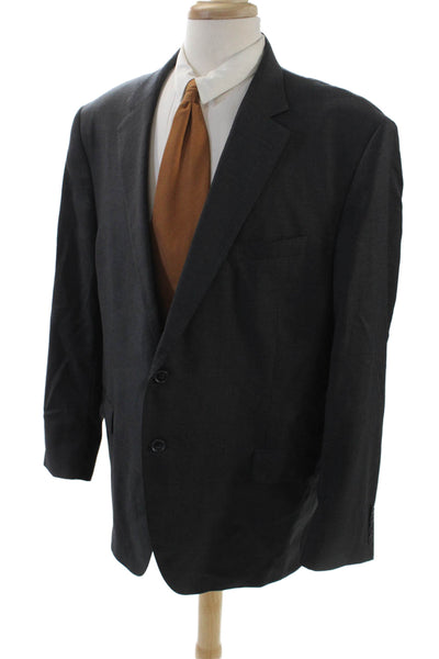 Peter Millar Mens Long Sleeve Collared Button Lined Suit Blazer Gray Size EUR 38