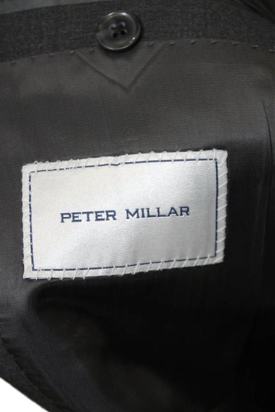 Peter Millar Mens Long Sleeve Collared Button Lined Suit Blazer Gray Size EUR 38