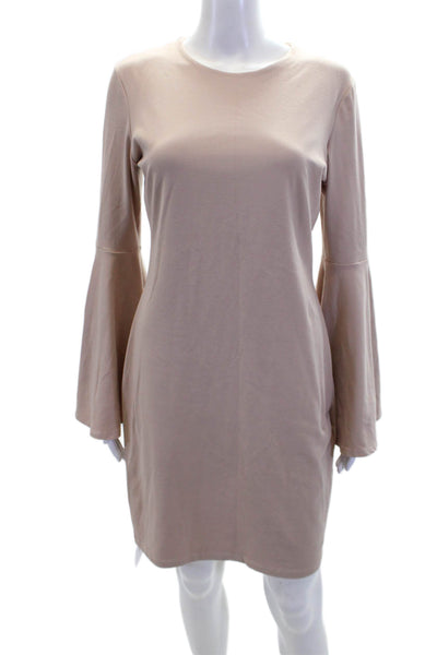 Susana Monaco Womens Long Flare Sleeves Body Con Dress Nude Beige Size Large