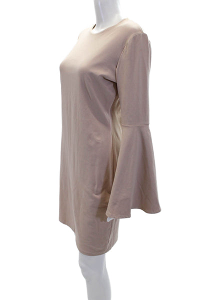 Susana Monaco Womens Long Flare Sleeves Body Con Dress Nude Beige Size Large