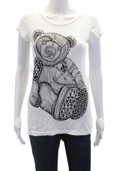 Lauren Moshi Womens Cotton Short Sleeve Teddy Bear Motif T-Shirt White Size XS