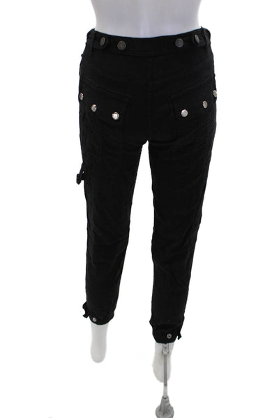 The Kooples Jeans Womens Linen Blend Mid-Rise Tapered Pants Black Size 32
