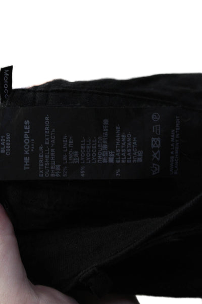The Kooples Jeans Womens Linen Blend Mid-Rise Tapered Pants Black Size 32
