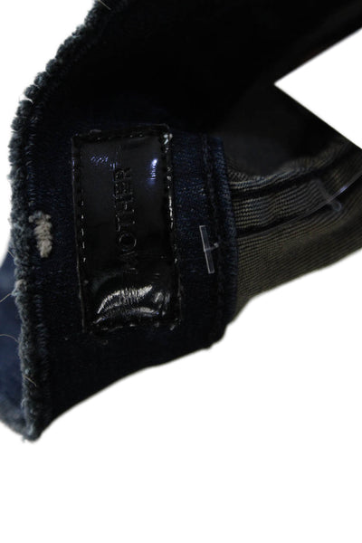 Mother Womens Cotton Distressed Five Pocket Mid-Rise Skinny Jeans Navy Size 25