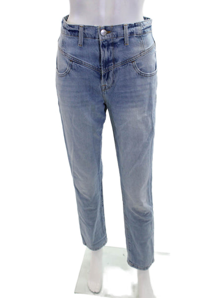 Frame Womens Cotton Denim Four Pocket High-Rise Straight Leg Jeans Blue Size 25
