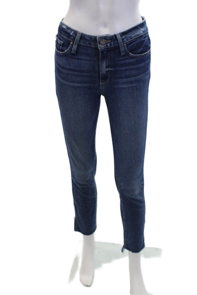 Paige Womens Cotton Five Pocket Zipper Hem Mid-Rise Skinny Jeans Blue Size 26