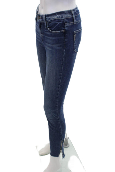 Paige Womens Cotton Five Pocket Zipper Hem Mid-Rise Skinny Jeans Blue Size 26