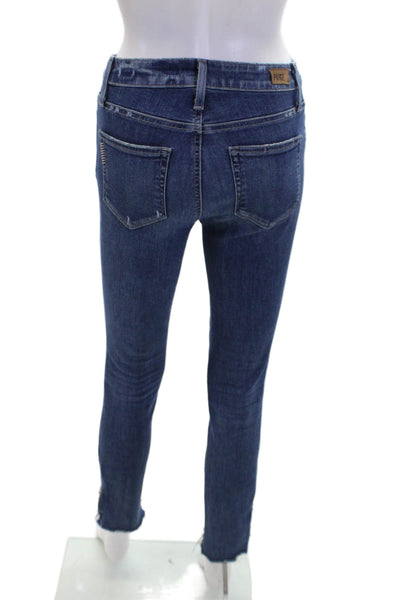 Paige Womens Cotton Five Pocket Zipper Hem Mid-Rise Skinny Jeans Blue Size 26