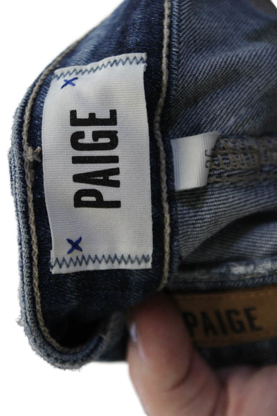 Paige Womens Cotton Five Pocket Zipper Hem Mid-Rise Skinny Jeans Blue Size 26