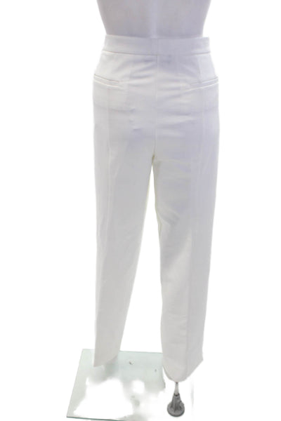 Sharis Place Womens Creased High Rise Dress Pants Ecru White Size EUR 50