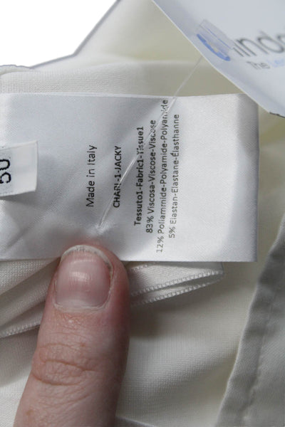 Sharis Place Womens Creased High Rise Dress Pants Ecru White Size EUR 50