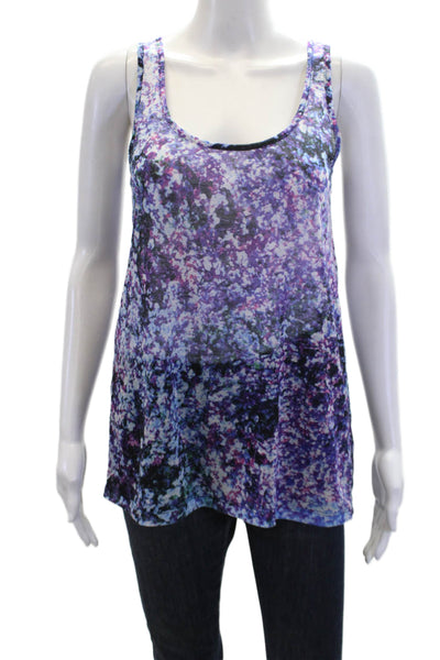 Prabal Gurung Womens Printed Scoop Neck Sleeveless Tank Top Purple Size XS