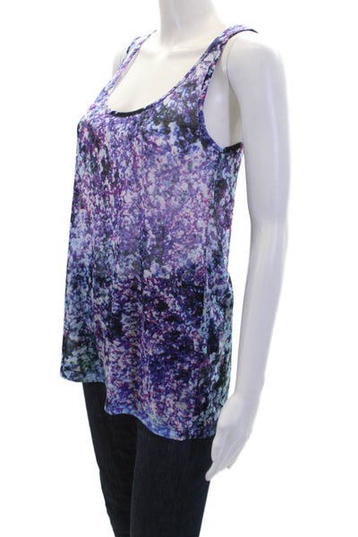 Prabal Gurung Womens Printed Scoop Neck Sleeveless Tank Top Purple Size XS