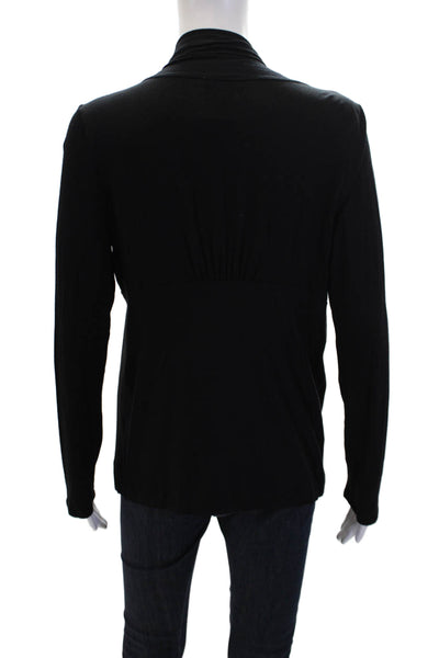 Natto Womens Leather Trim Open Front Long Sleeve Cardigan Top Black Size M