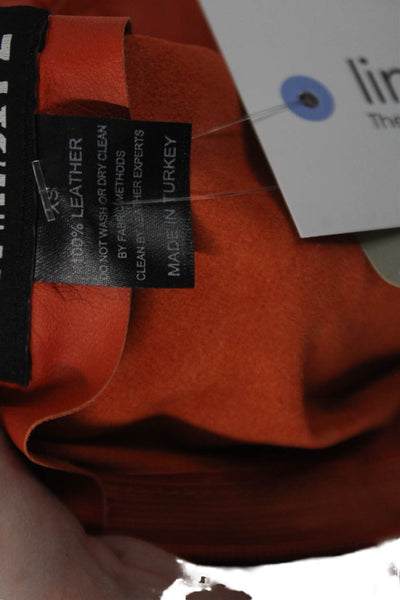 In Transit 2 Womens Leather Crew Neck Zip Back Blouse Top Orange Size XS